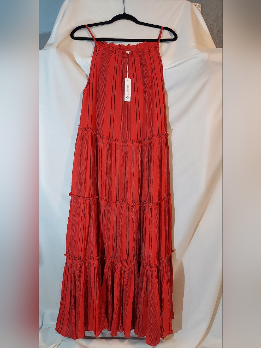 Sundry Red Striped Maxi Dress